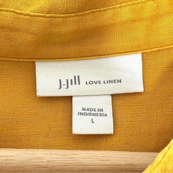 J. Jill Love Linen Roll Tab Sleeve A-Line Button Down Shirt Dandelion Large - Picture 12 of 15